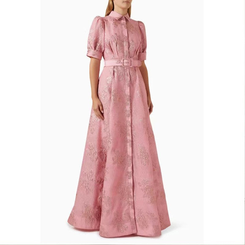 Elegant French Vintage Fitted Long Dress for Women