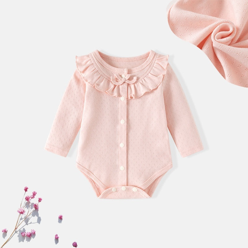 Pure Cotton Jacquard Baby Princess Romper Crawling Suit