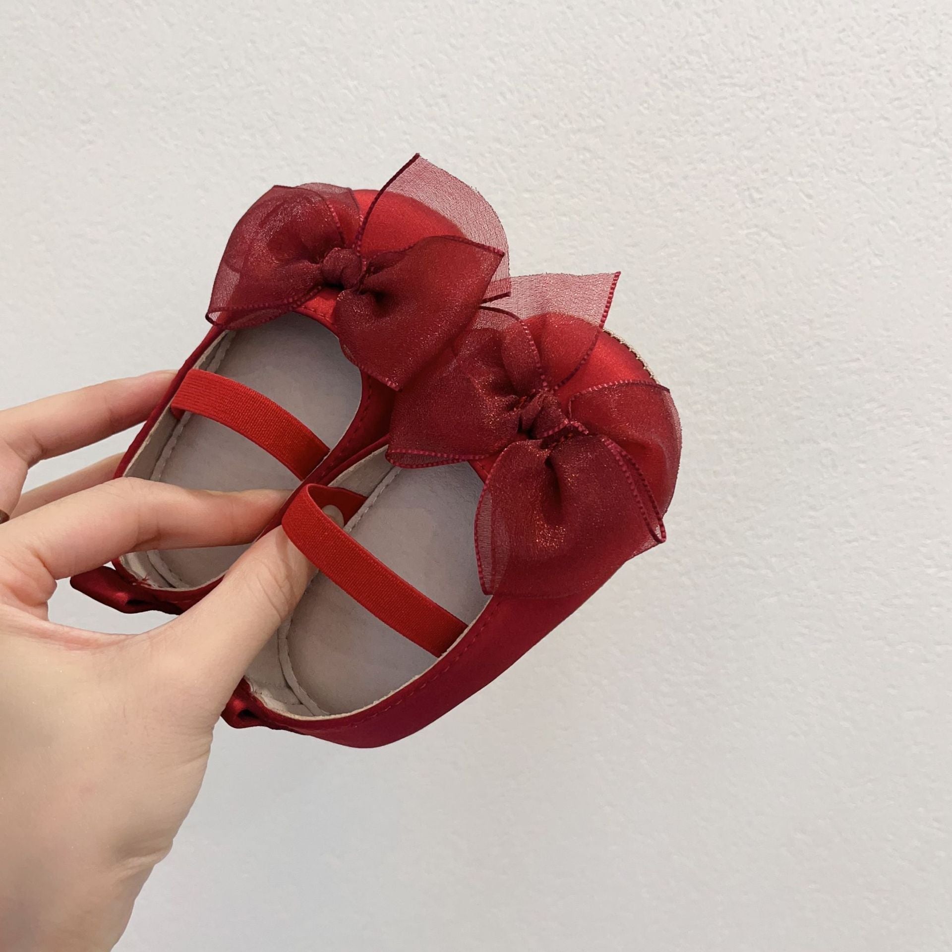 Princess Toddler Bow Velcro Soft Bottom Fabric Pumps