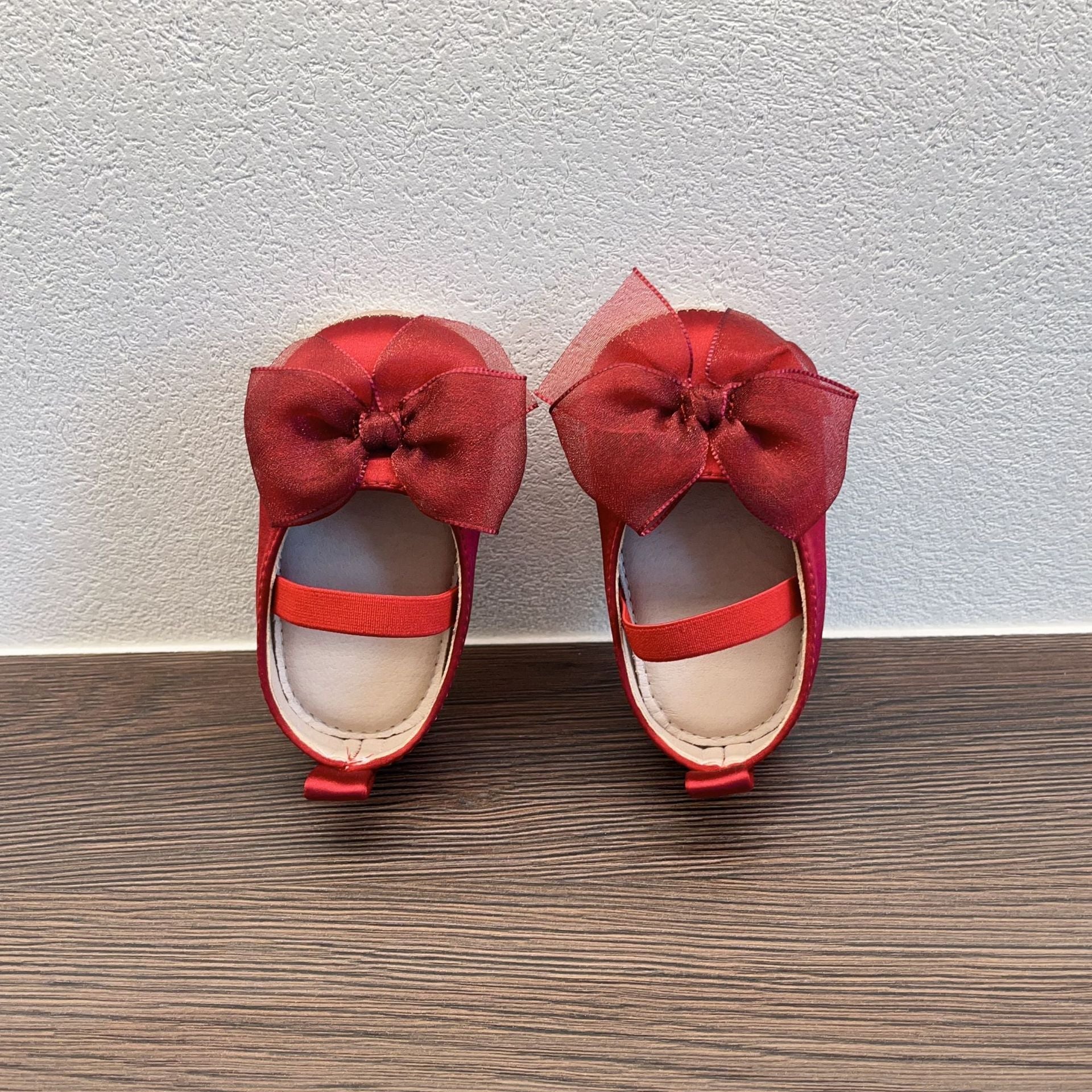 Princess Toddler Bow Velcro Soft Bottom Fabric Pumps
