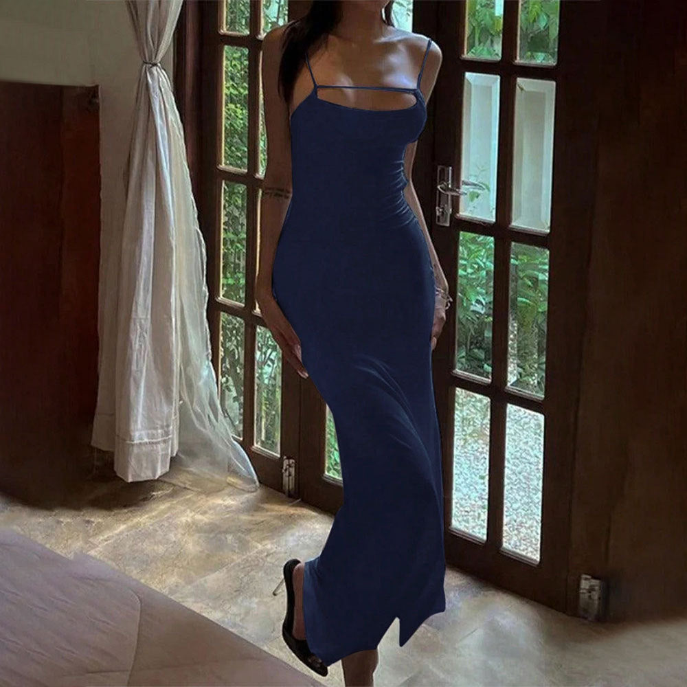 Sexy Backless Long Dress with Elegant Maxi Skirt