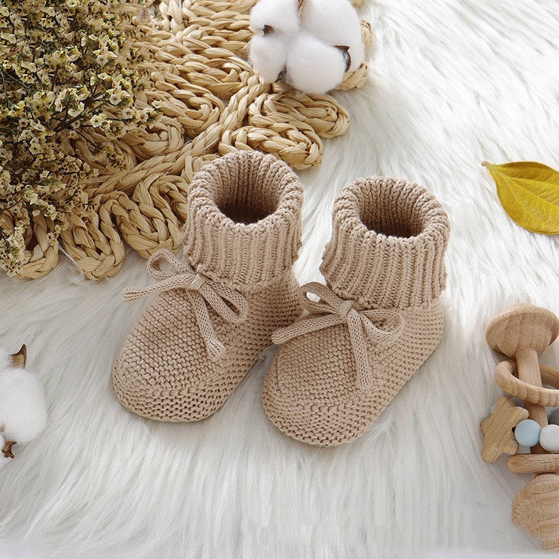 Infant Bowknot Knitted Toddler Shoes Solid Color Comfort