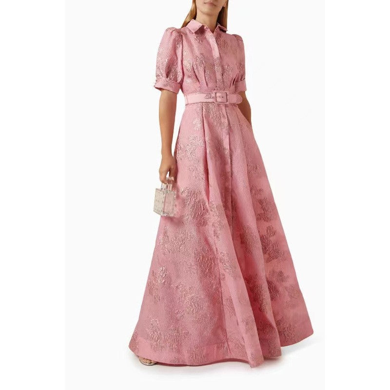 Elegant French Vintage Fitted Long Dress for Women