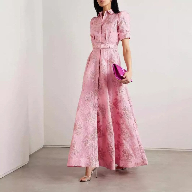Elegant French Vintage Fitted Long Dress for Women
