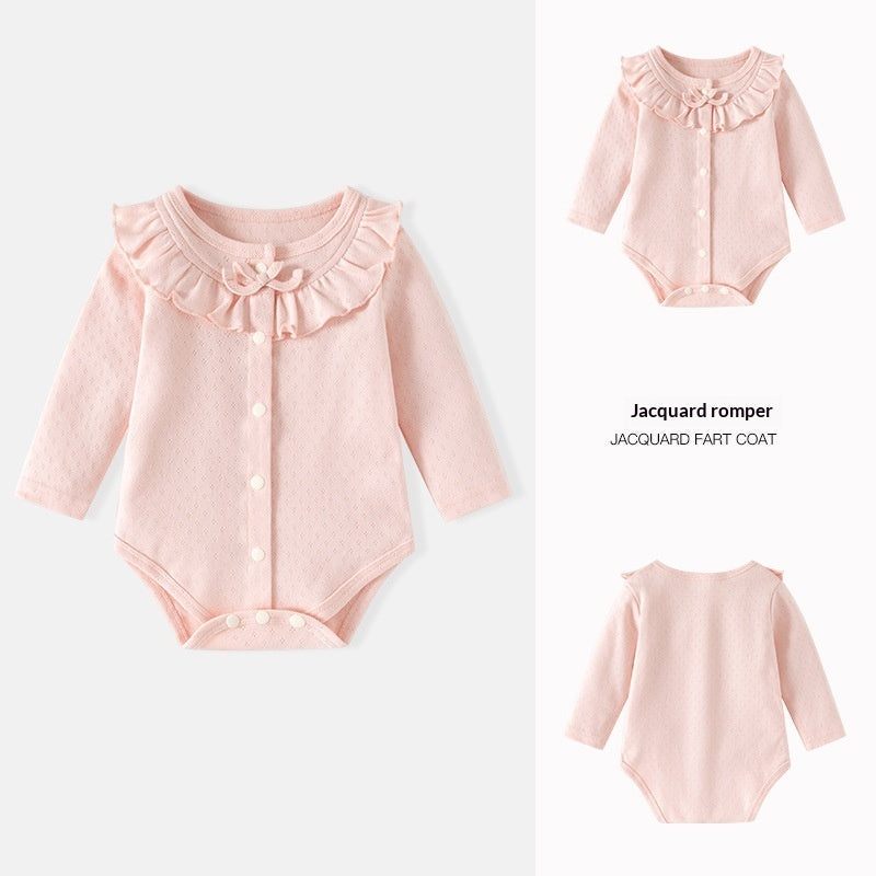 Pure Cotton Jacquard Baby Princess Romper Crawling Suit