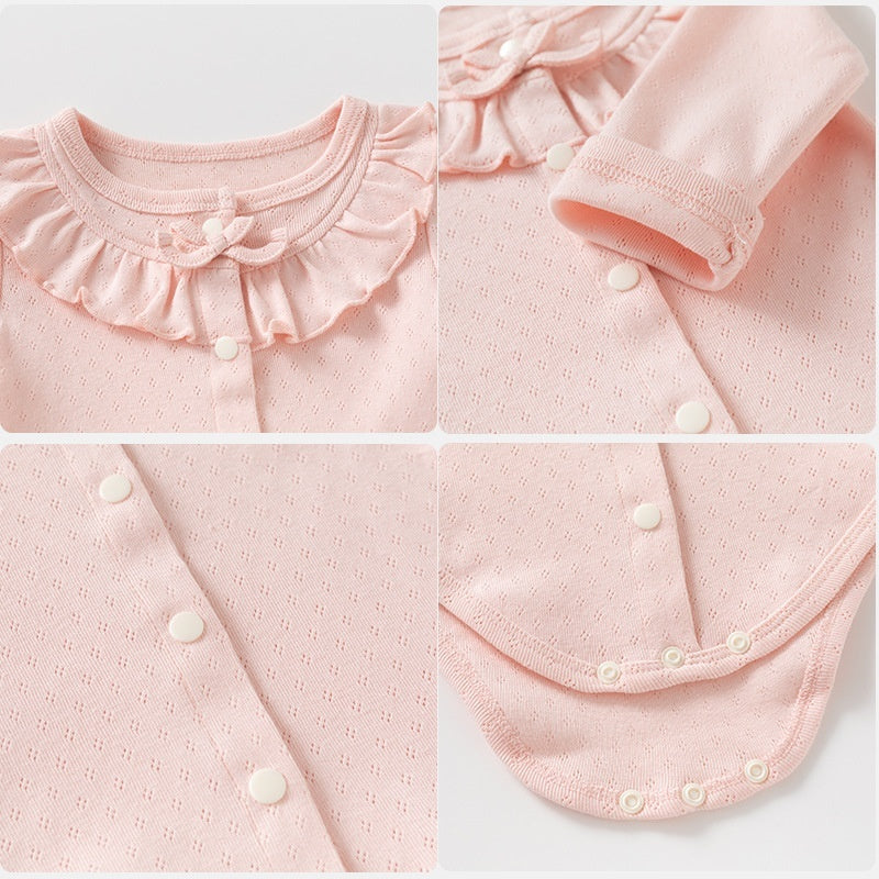 Pure Cotton Jacquard Baby Princess Romper Crawling Suit