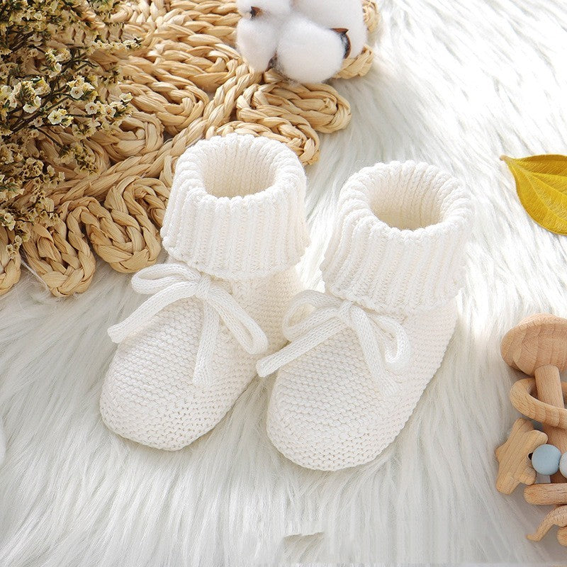 Infant Bowknot Knitted Toddler Shoes Solid Color Comfort