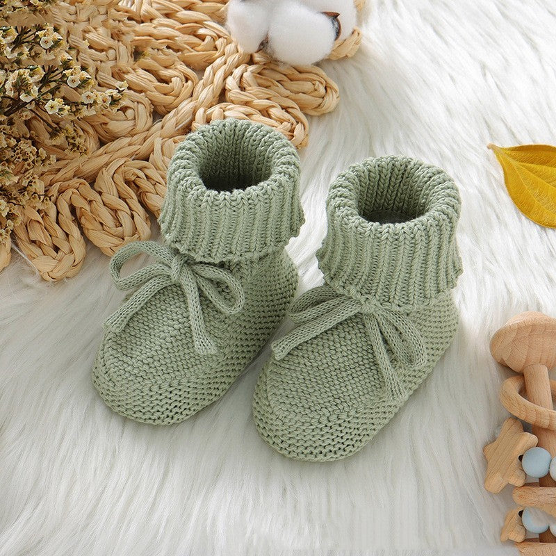 Infant Bowknot Knitted Toddler Shoes Solid Color Comfort
