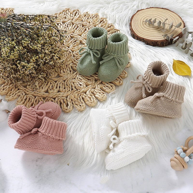 Infant Bowknot Knitted Toddler Shoes Solid Color Comfort