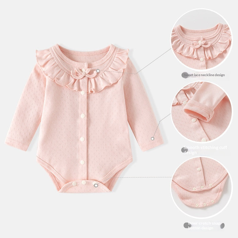 Pure Cotton Jacquard Baby Princess Romper Crawling Suit