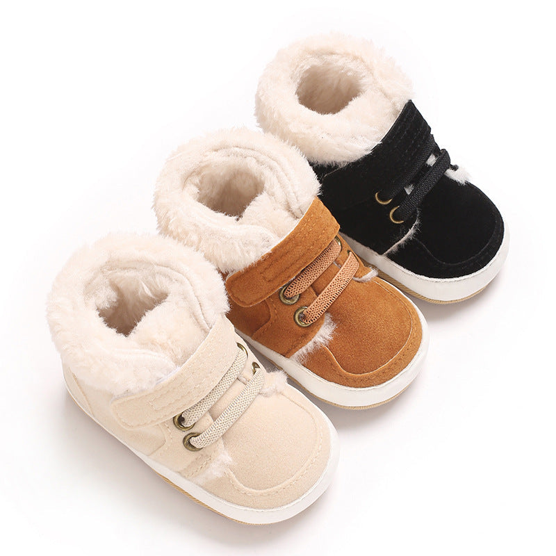 Solid Color Plush Warm Non-Slip Rubber Shoes Comfort