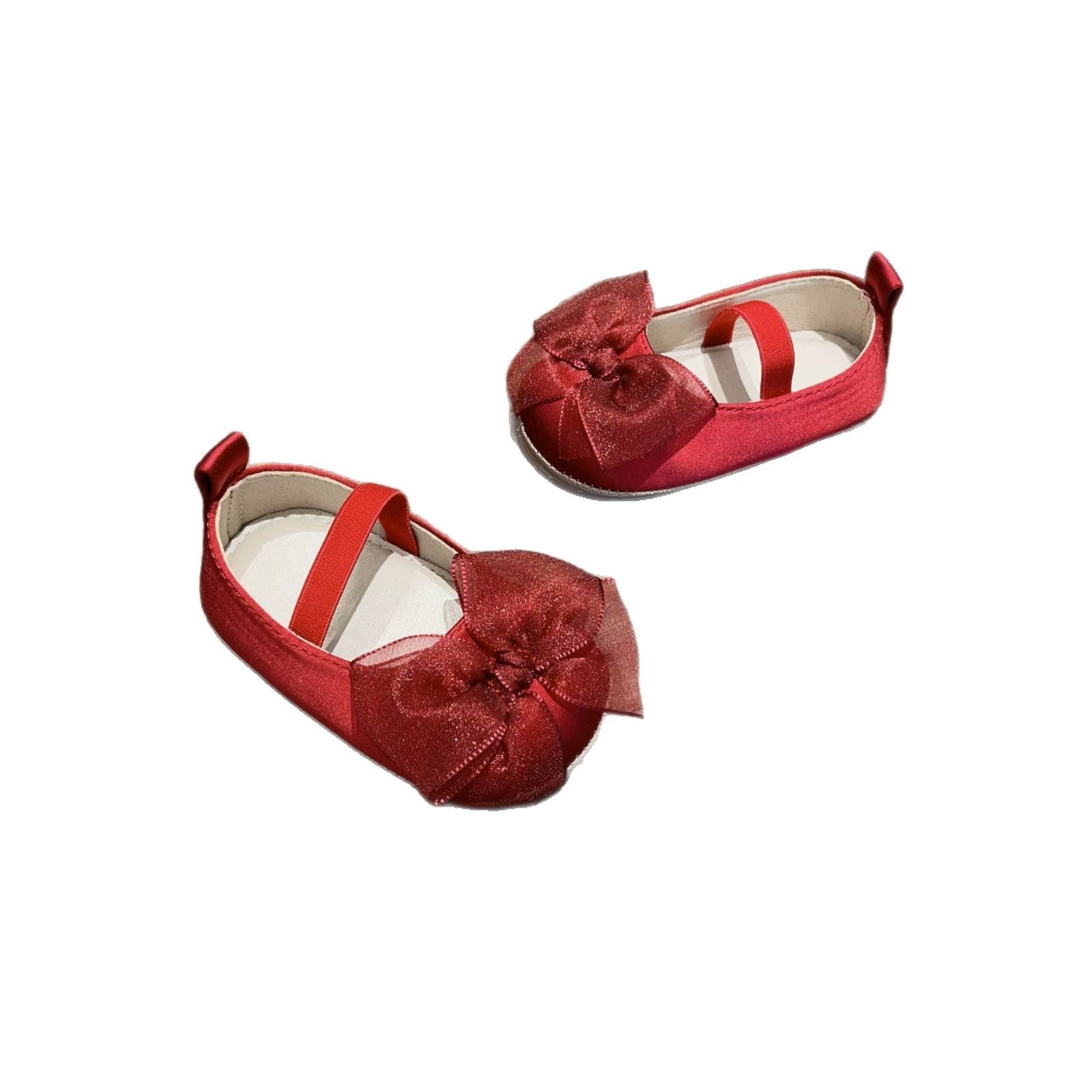 Princess Toddler Bow Velcro Soft Bottom Fabric Pumps