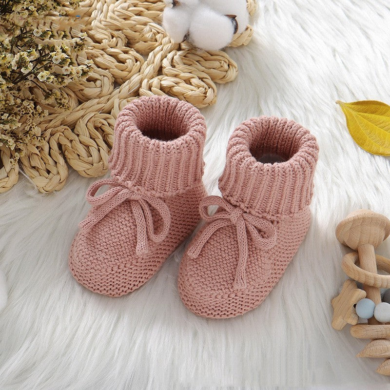 Infant Bowknot Knitted Toddler Shoes Solid Color Comfort