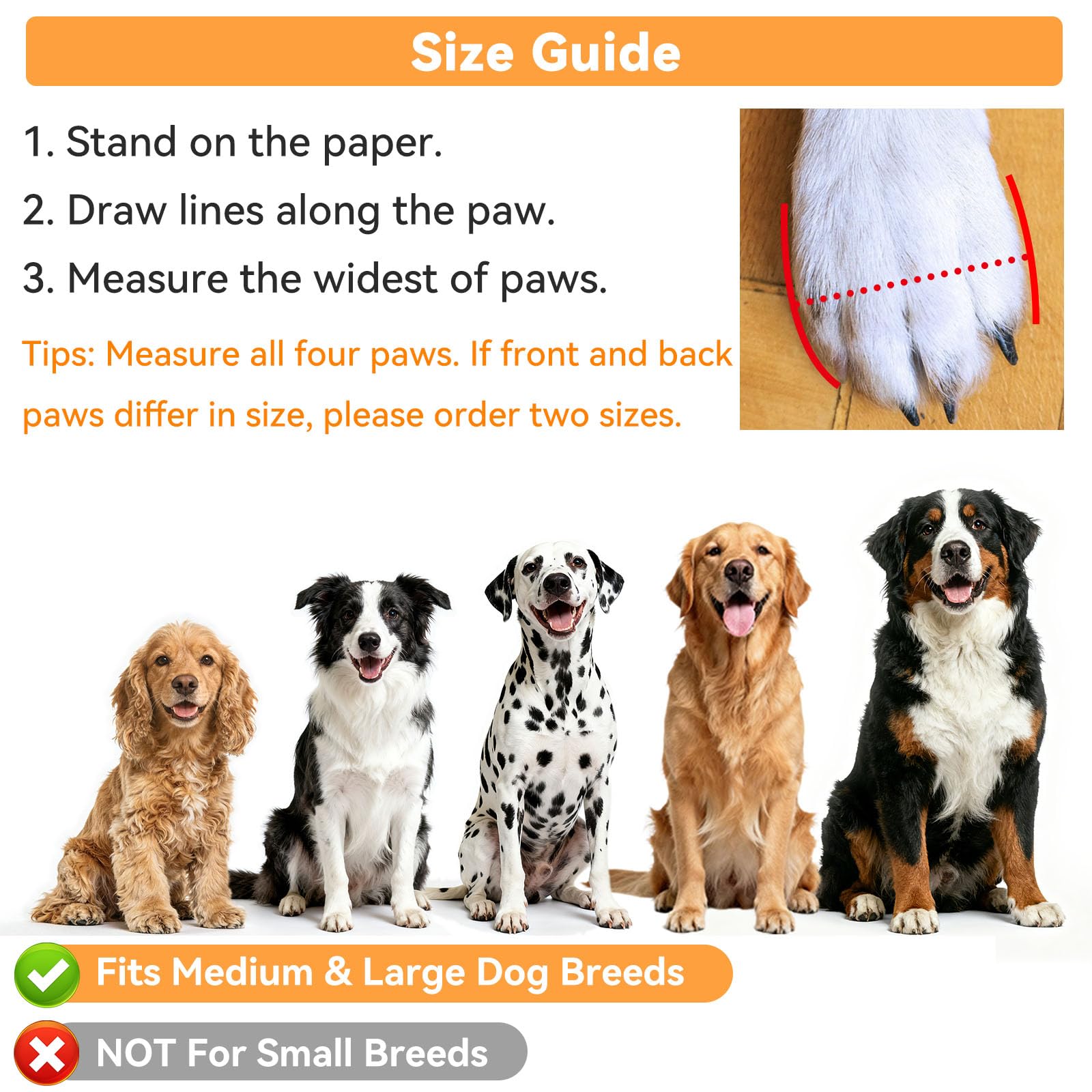 Water-Resistant Non-Slip Dog Boots for Large Dogs