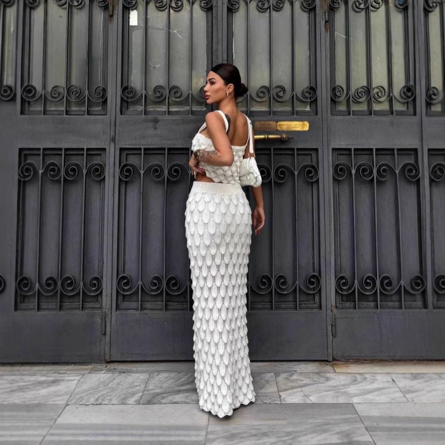 Fashion Suspender Top and Scale Skirt Two-Piece Set