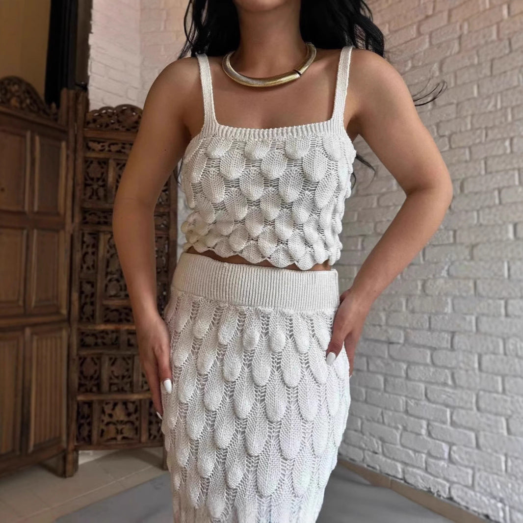 Fashion Suspender Top and Scale Skirt Two-Piece Set
