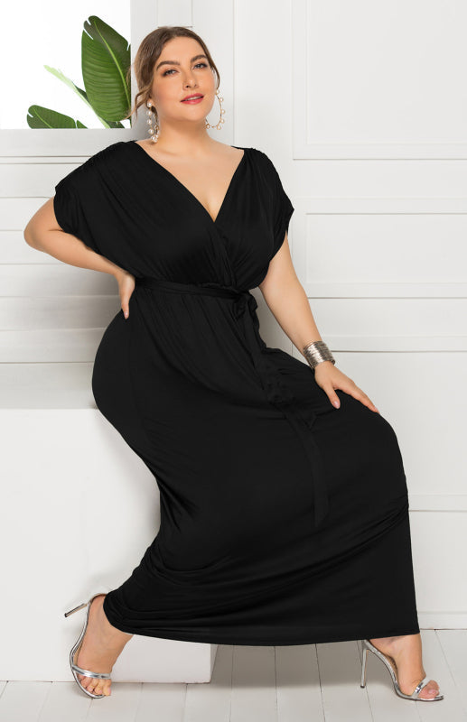 Short Sleeve V-Neck Knit Solid Maternity Dress