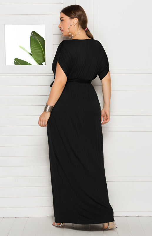 Short Sleeve V-Neck Knit Solid Maternity Dress