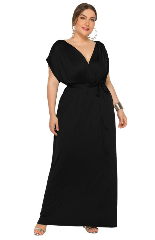 Short Sleeve V-Neck Knit Solid Maternity Dress