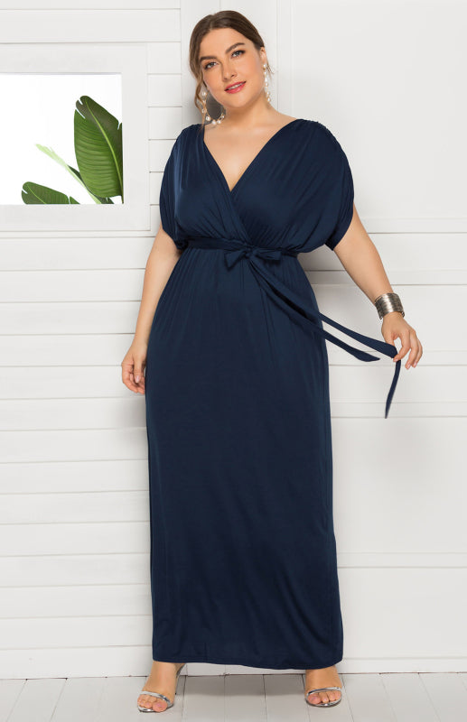 Short Sleeve V-Neck Knit Solid Maternity Dress