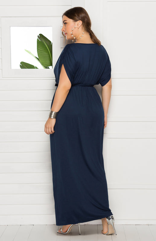 Short Sleeve V-Neck Knit Solid Maternity Dress