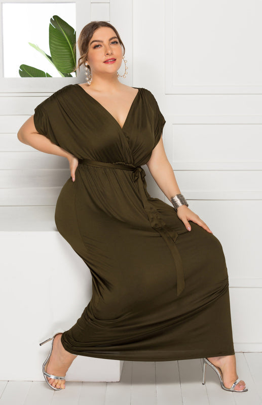 Short Sleeve V-Neck Knit Solid Maternity Dress