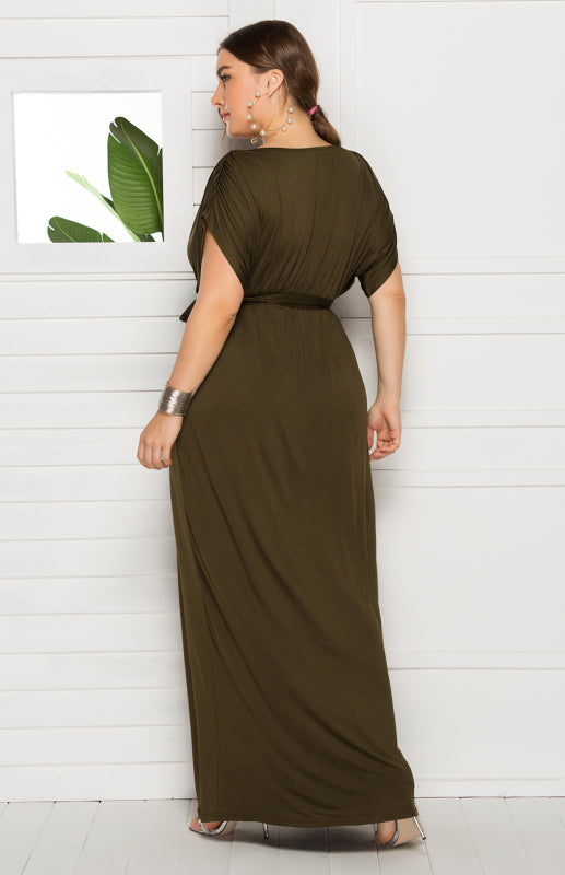 Short Sleeve V-Neck Knit Solid Maternity Dress