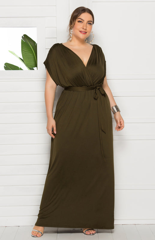 Short Sleeve V-Neck Knit Solid Maternity Dress