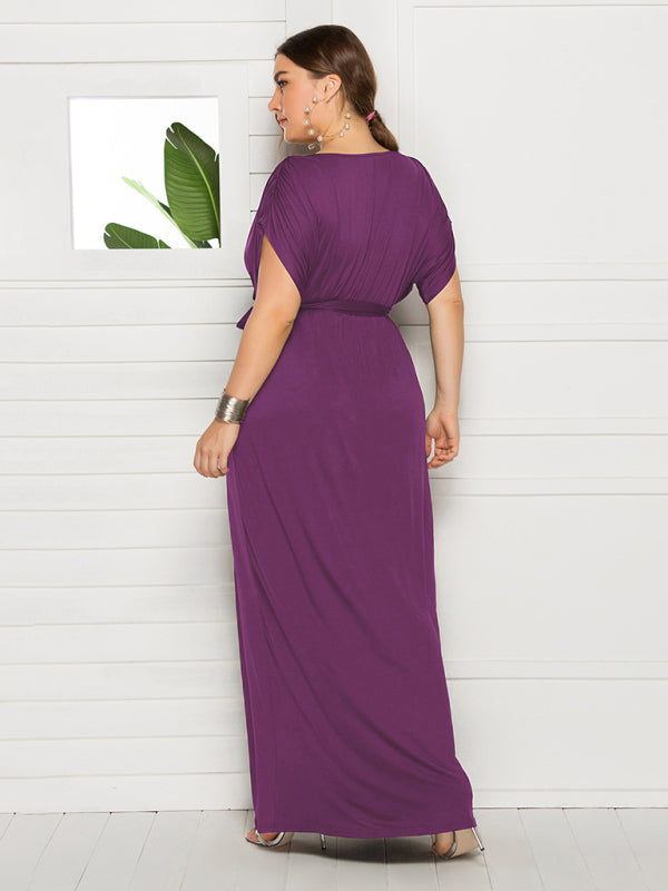 Short Sleeve V-Neck Knit Solid Maternity Dress