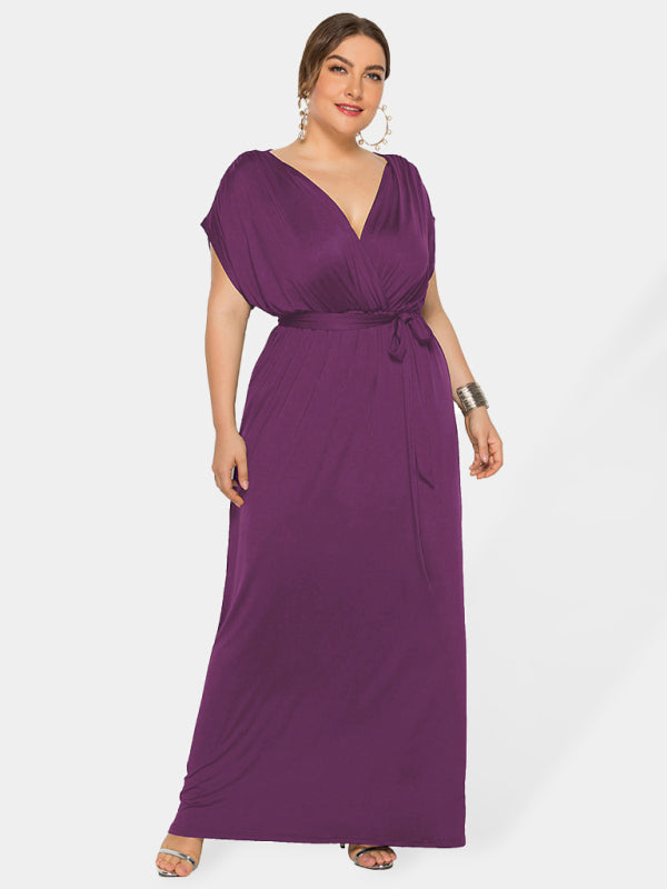 Short Sleeve V-Neck Knit Solid Maternity Dress