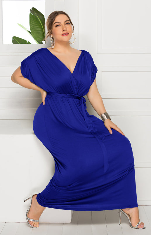 Short Sleeve V-Neck Knit Solid Maternity Dress