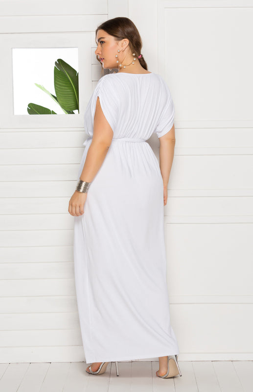 Short Sleeve V-Neck Knit Solid Maternity Dress