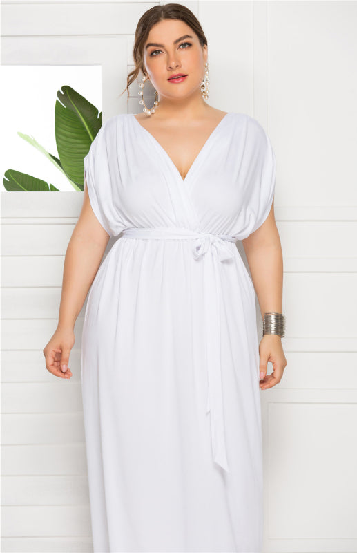 Short Sleeve V-Neck Knit Solid Maternity Dress