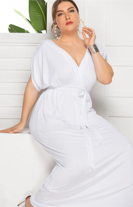 Short Sleeve V-Neck Knit Solid Maternity Dress