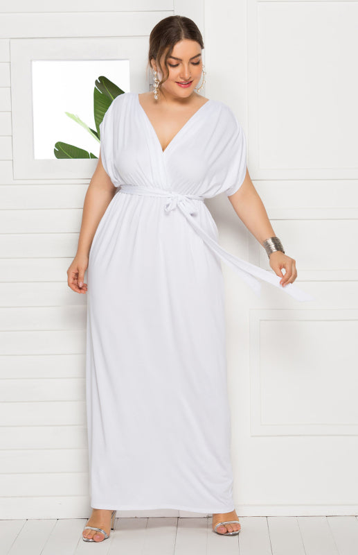 Short Sleeve V-Neck Knit Solid Maternity Dress