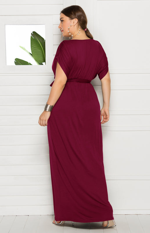 Short Sleeve V-Neck Knit Solid Maternity Dress