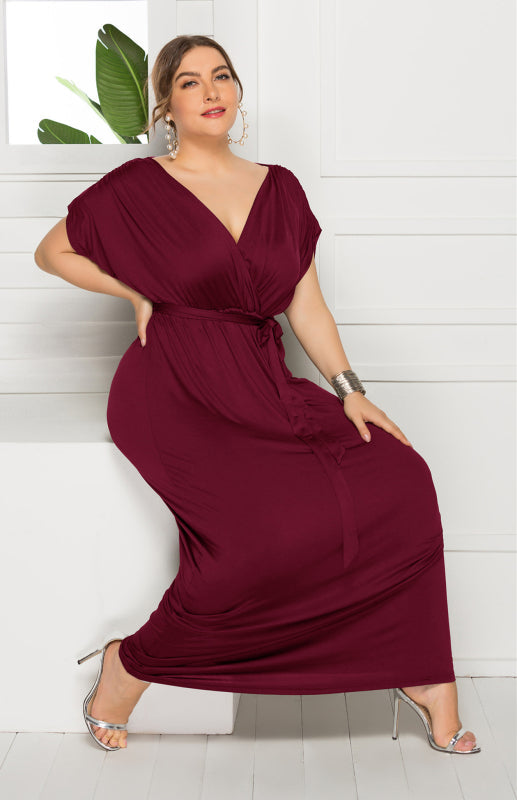 Short Sleeve V-Neck Knit Solid Maternity Dress
