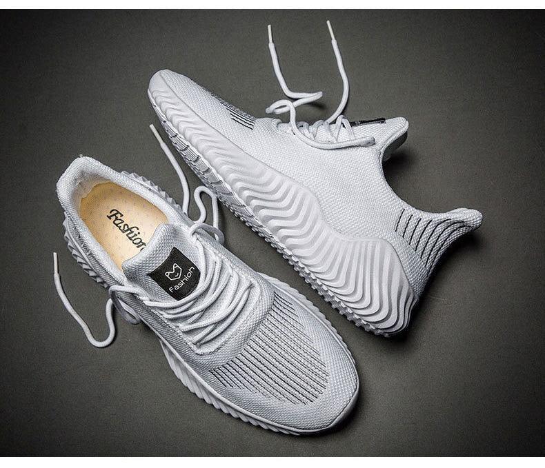 Men's Breathable Mesh Walking Running Casual Sneakers White