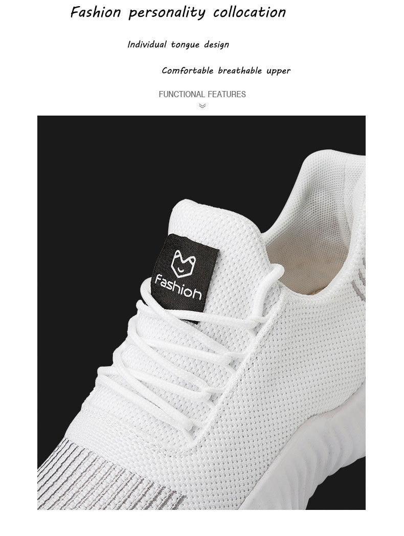 Men's Breathable Mesh Walking Running Casual Sneakers White