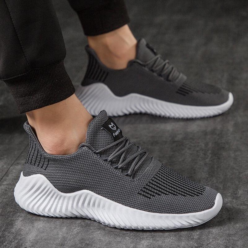 Men's Breathable Mesh Walking Running Casual Sneakers White