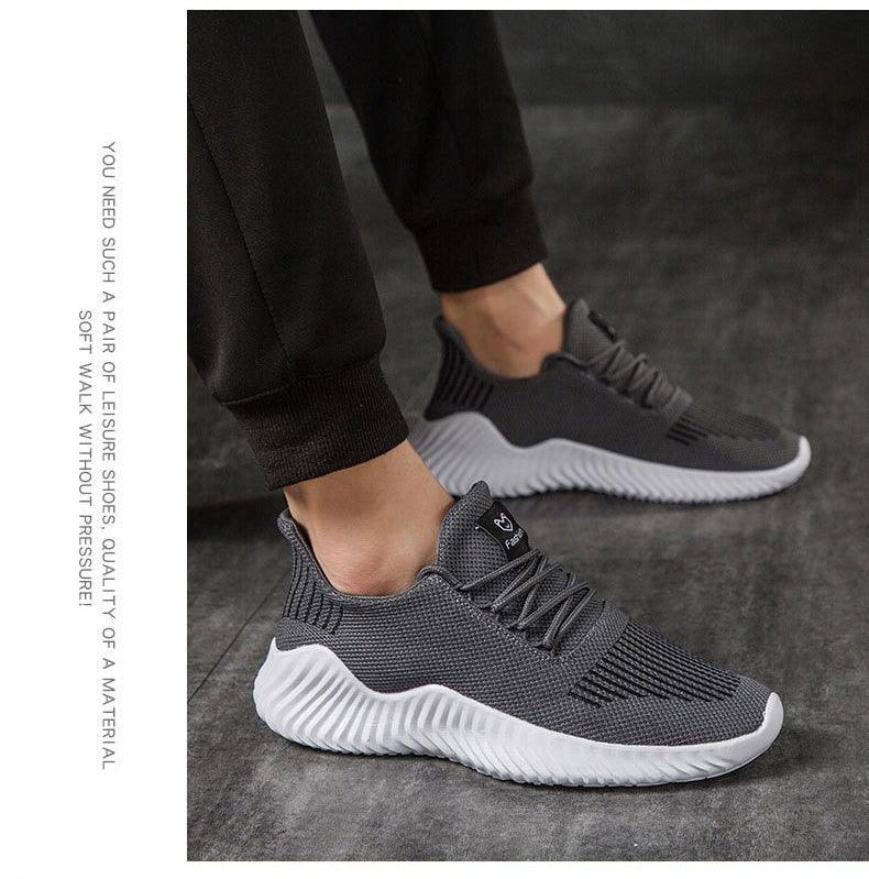 Men's Breathable Mesh Walking Running Casual Sneakers White