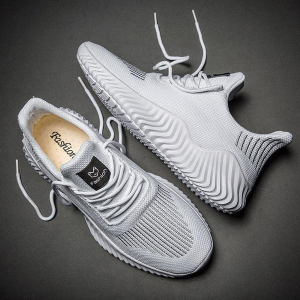 Men's Breathable Mesh Walking Running Casual Sneakers White