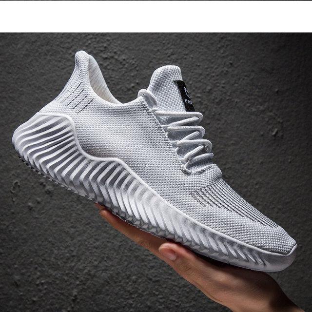 Men's Breathable Mesh Walking Running Casual Sneakers White
