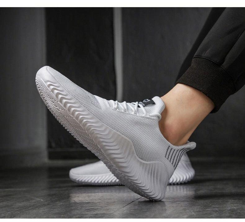 Men's Breathable Mesh Walking Running Casual Sneakers White