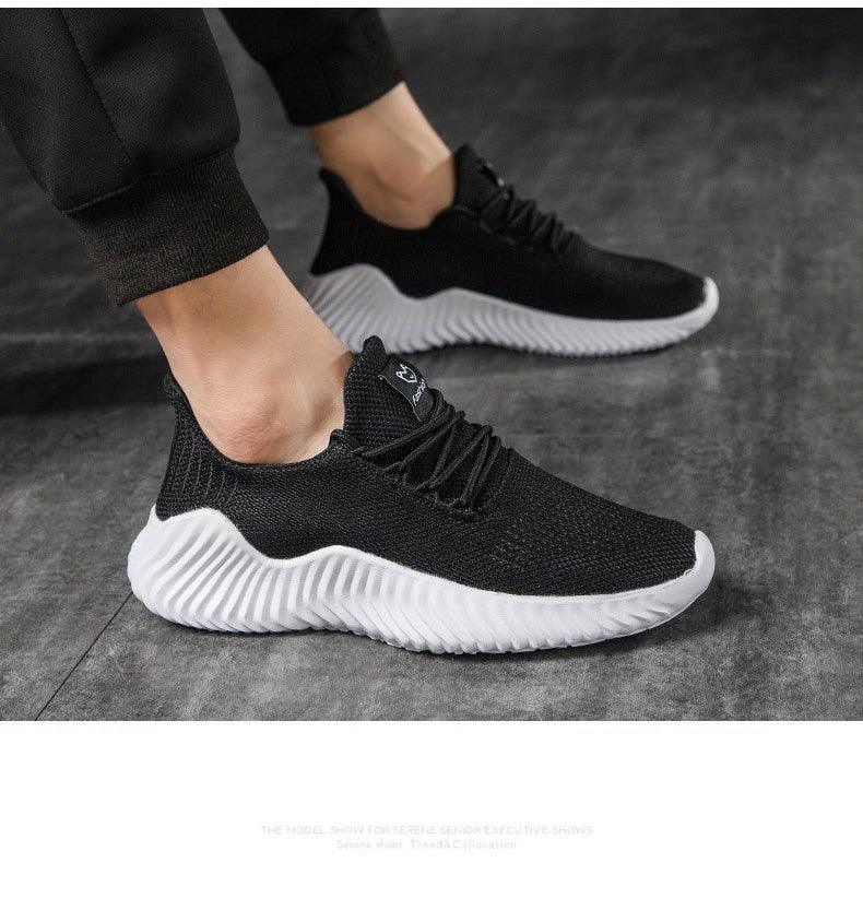 Men's Breathable Mesh Walking Running Casual Sneakers White