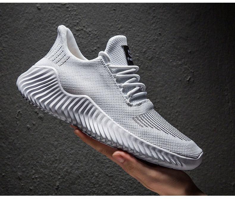 Men's Breathable Mesh Walking Running Casual Sneakers White