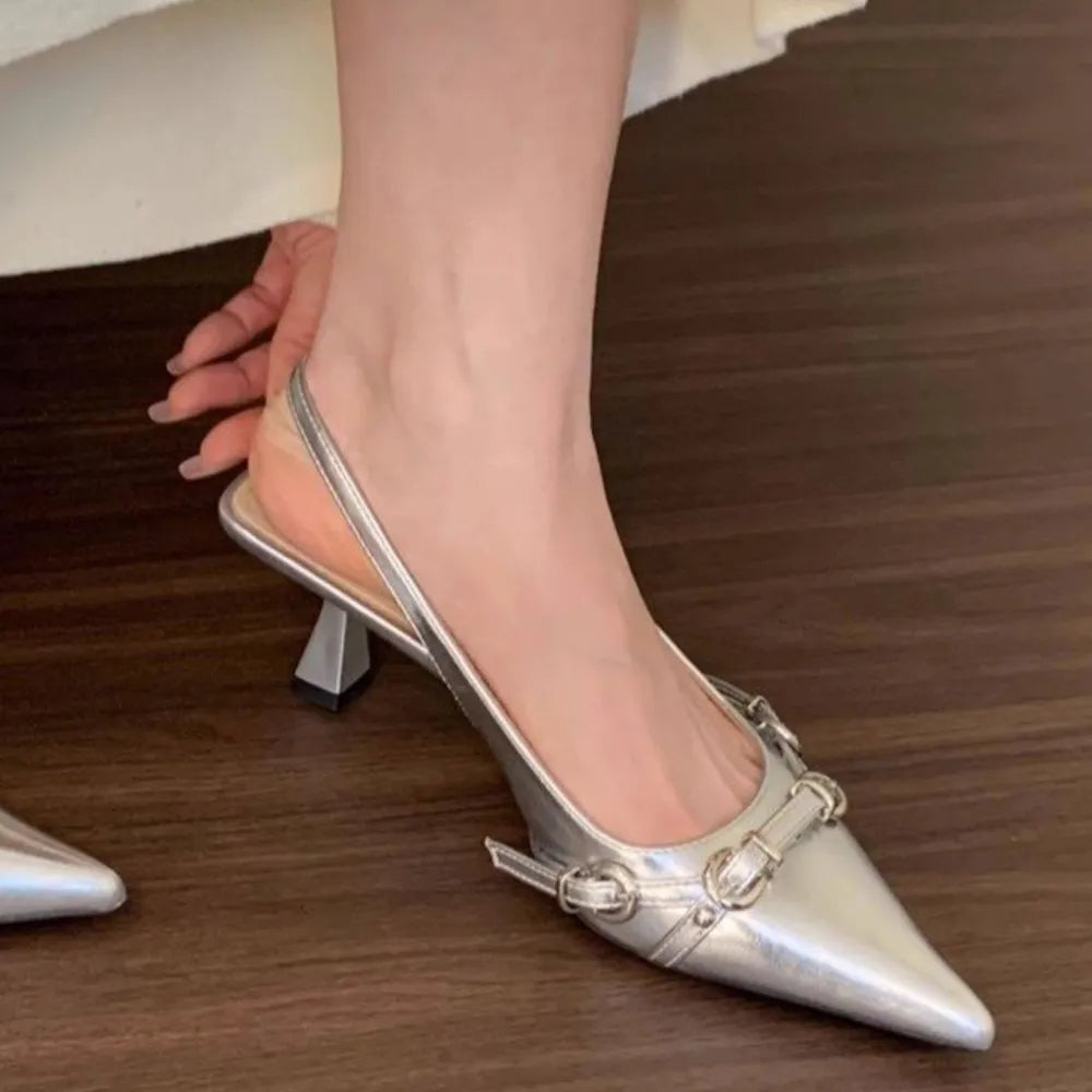 Women's Buckle Toe Cap Cutout Spring Summer Sandals