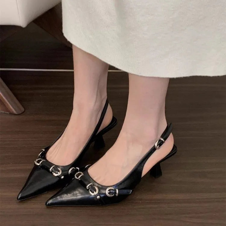 Women's Buckle Toe Cap Cutout Spring Summer Sandals