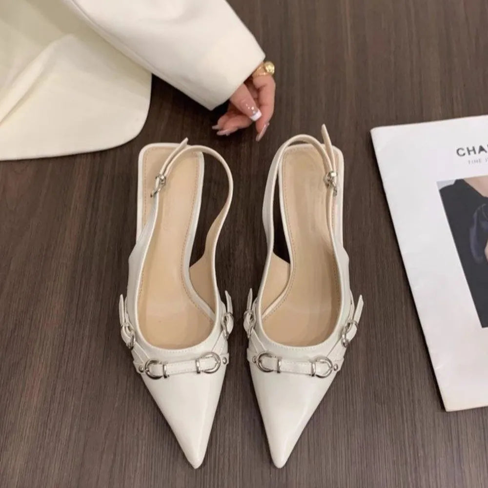 Women's Buckle Toe Cap Cutout Spring Summer Sandals