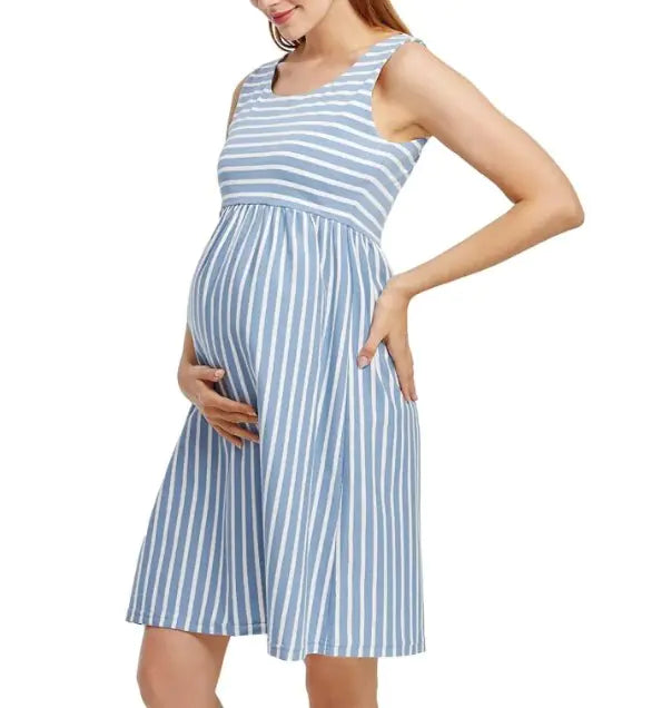 Striped Maternity Dress for Comfortable Pregnancy Wear